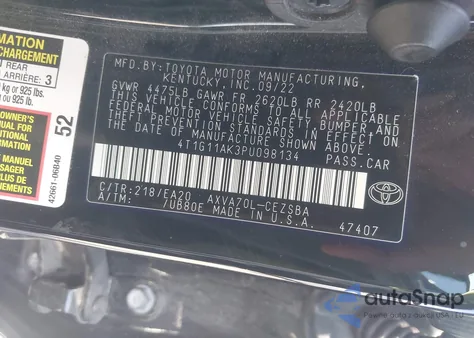 2023 Toyota Camry Se from USA, damaged, VIN 4T1G11AK3PU098134